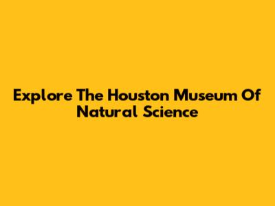 Explore The Houston Museum Of Natural Science